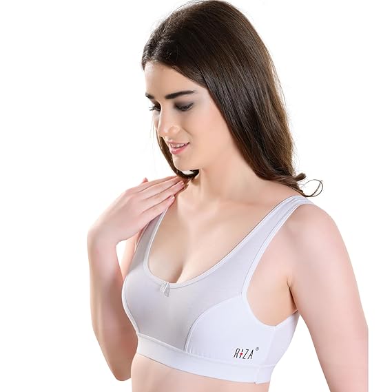 TRYLO Riza Beginner Combed Cotton Non-Padded Non-Wired Pop-On Bra for Teenage Girls Combo Pack of 2